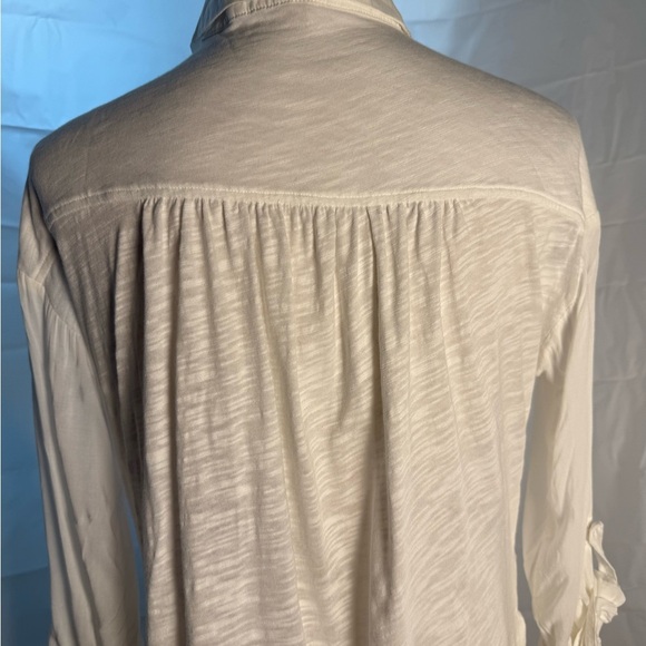 Anthropologie White Blouse Relaxed Fit Button-Down - Picture 4 of 8